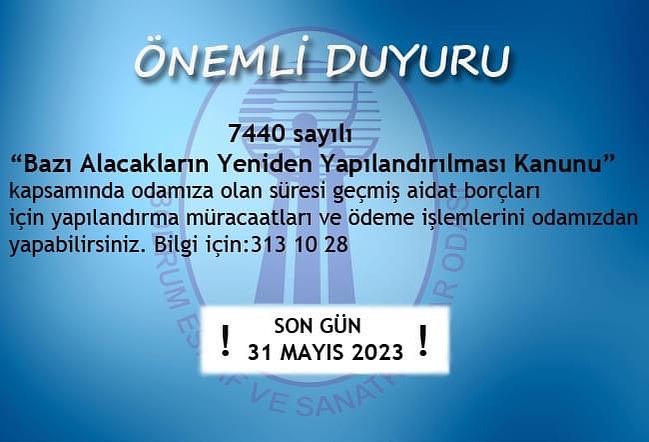 Oda Aidatı Yapılandırma Başvurunuzu buradan yapabilirsiniz