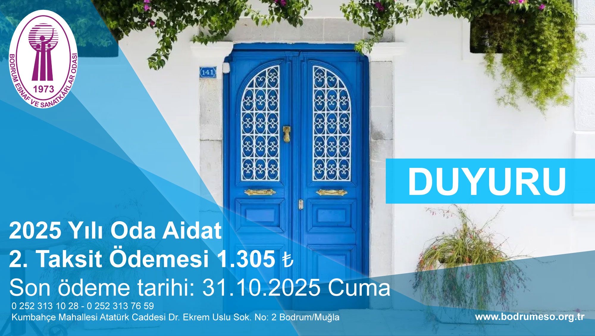 2025 Yılı Oda Aidat 2. Taksit Ödemesi